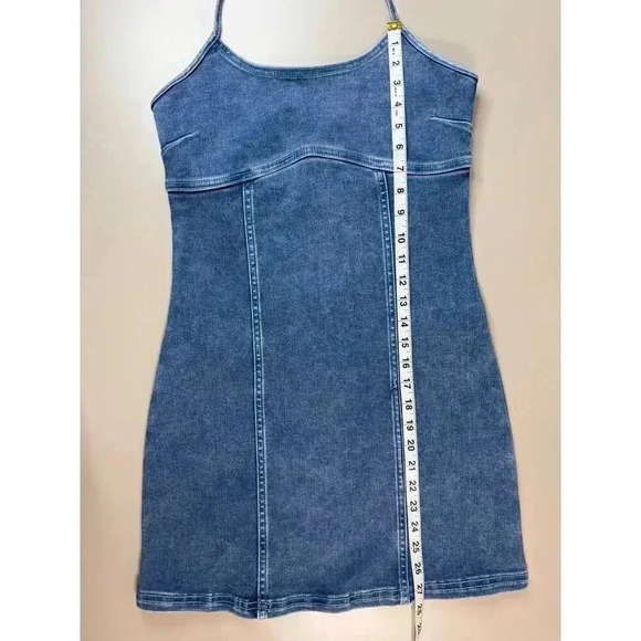 Aerie NWT Corset Denim Halter Dress Size M Y2K Retro Coastal Boho Cowgirl Party - Picture 7 of 10